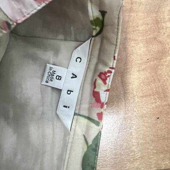 Cabi Skirt Womens 8 Beige Floral Pleated Full Lined Garden Party Spring Summer - Picture 3 of 7